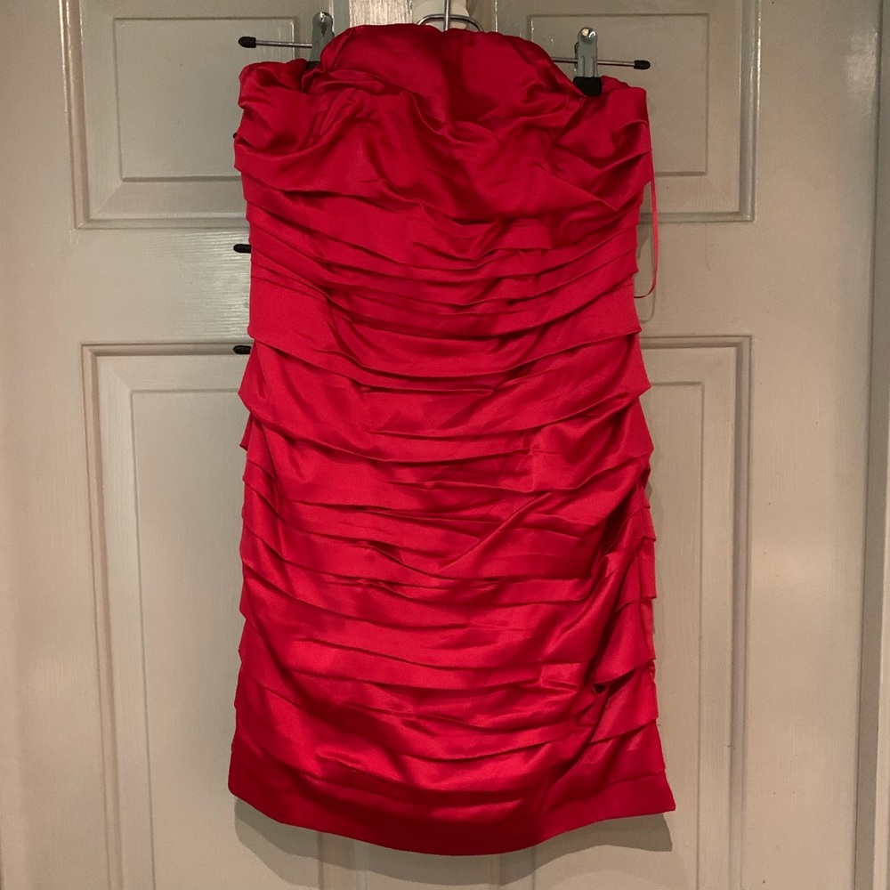 Express Red Strapless Cocktail Dress